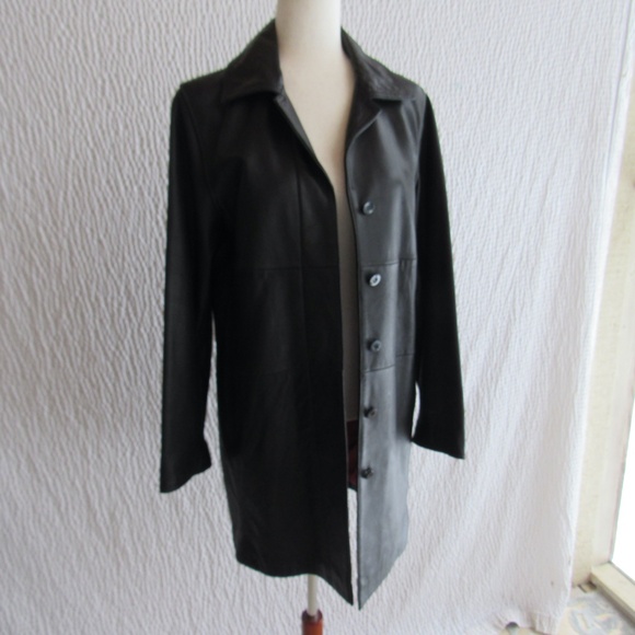 Y2K Lamb Leather Sleek Black Jacket Womens 7/8 S Patchwork Design Express - Picture 1 of 16
